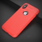 Wholesale iPhone X (Ten) TPU Leather Armor Hybrid Case (Red)